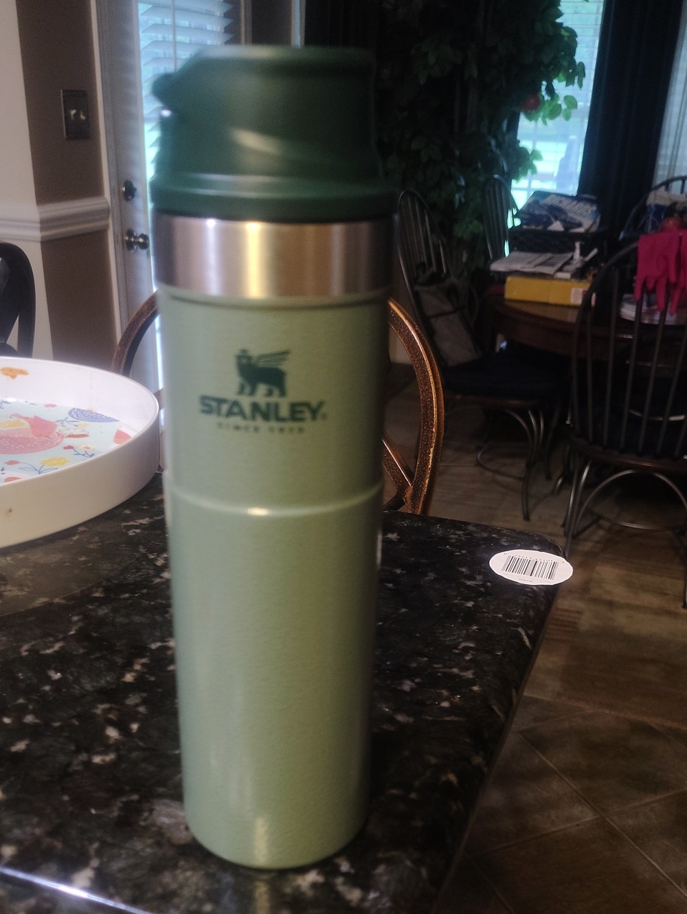 Stanley Money Green Stainless Travel Bottle with Dark Green Lid